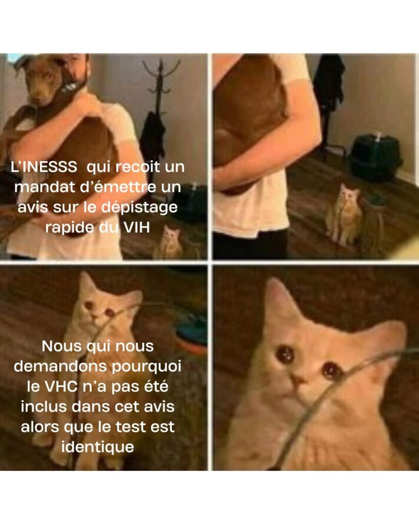 En cette Journée québécoise de sensibilisation à l’hépatite C, nous utilisons l’humour pour interpeller et mobiliser la communauté. Découvrez ci-dessous les mèmes créés par notre équipe.