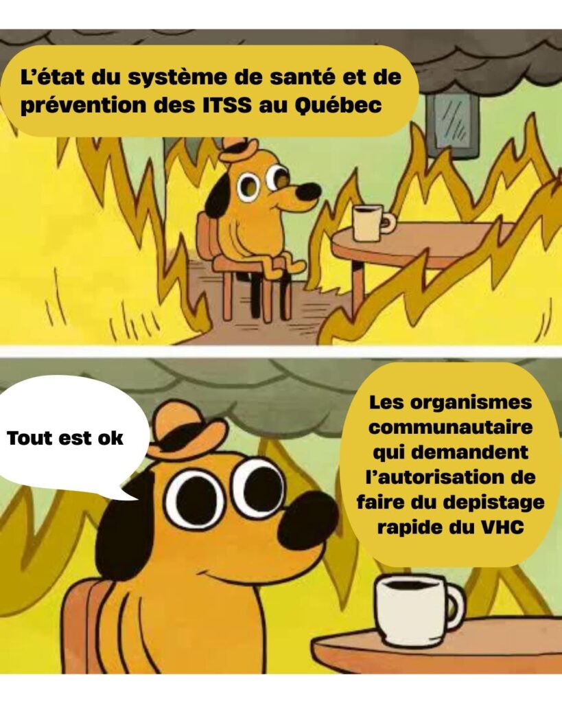En cette Journée québécoise de sensibilisation à l’hépatite C, nous utilisons l’humour pour interpeller et mobiliser la communauté. Découvrez ci-dessous les mèmes créés par notre équipe.