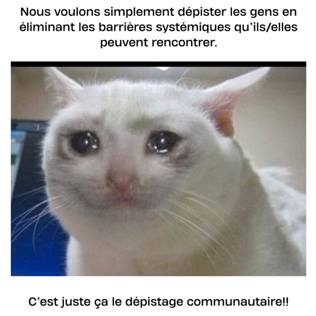 En cette Journée québécoise de sensibilisation à l’hépatite C, nous utilisons l’humour pour interpeller et mobiliser la communauté. Découvrez ci-dessous les mèmes créés par notre équipe.